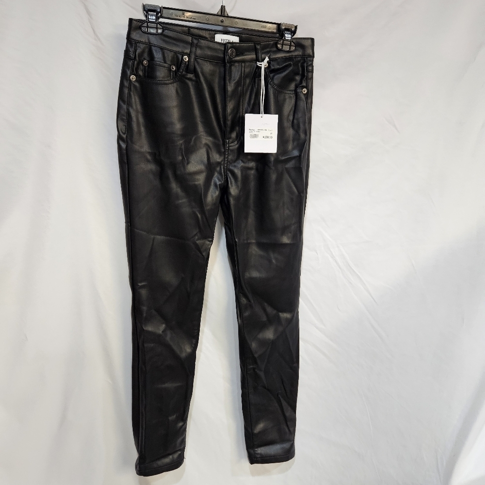 Pistola Aline Faux Leather Pants Black Size 27 Zip Fly Hi-Rise Skinny Ret. $128